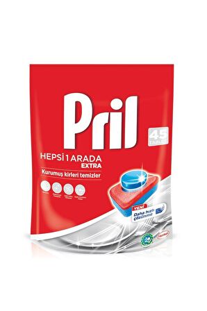 Pril Hepsi Bir Arada 90 Yıkama Tablet Bulaşık Makinesi Deterjanı 2x45 Adet 