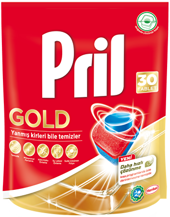 Pril Gold 30 Yıkama Tablet Bulaşık Makinesi Deterjanı 30 Adet 