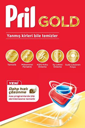 Pril Gold 90 Yıkama Tablet Bulaşık Makinesi Deterjanı 2x45 Adet 