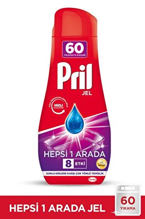 Pril Hepsi Bir Arada 120 Yıkama Jel Bulaşık Makinesi Deterjanı 2x1080 ml 