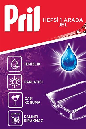 Pril Hepsi Bir Arada 120 Yıkama Jel Bulaşık Makinesi Deterjanı 2x1080 ml 