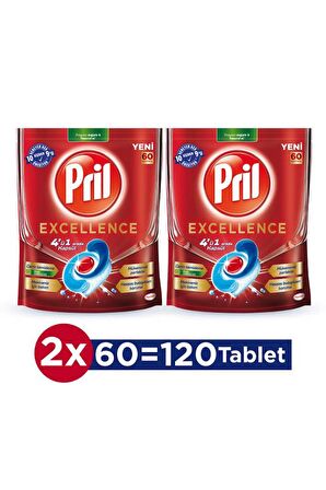 Pril Excellence Bulaşık Makinesi Tableti 2x60'lı 