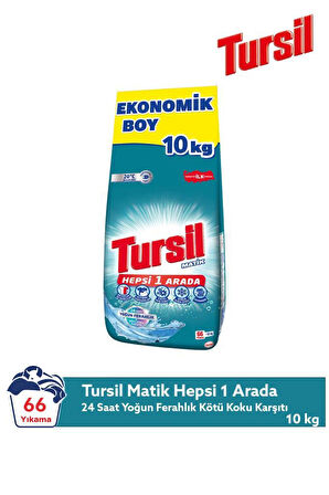 Tursil Matik Hepsi 1 Arada 10 kg Ekonomik Boy Toz Çamaşır Deterjanı 66 Yıkama Ferahlık