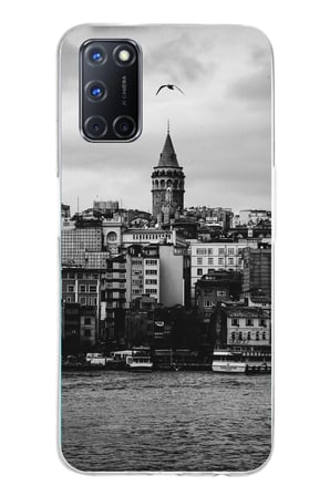 OPPO A52-A72-92 Uyumlu Galata Kulesi ve Deniz Manzaralı Baskılı Silikon Kılıf