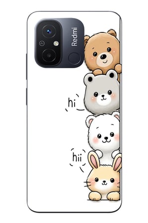 Redmi 12C Uyumlu Sevimli Hayvanlar Baskılı Silikon Kılıf