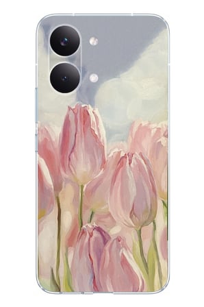 POCO X8 PRO MAX Uyumlu Pembe Laleler Baskılı Silikon Kılıf