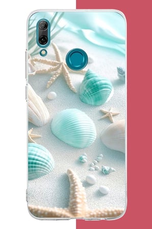 Huawei P Smart 2019 Uyumlu turkuaz deniz kabuğu Baskılı Silikon Kılıf