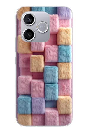 Honor 600 Lite Uyumlu Pembe Tüylü Kareler Baskılı Silikon Kılıf