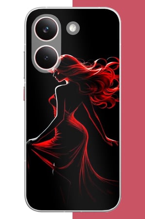 Poco X8 Pro Uyumlu kırmızı elbiseli kadın Baskılı Silikon Kılıf