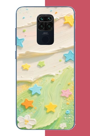 Redmi Note 9 Uyumlu tuvalde renkli yıldız Baskılı Silikon Kılıf
