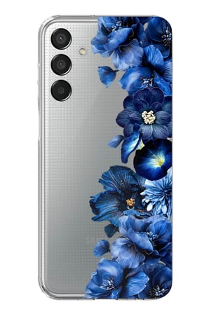Samsung Galaxy M15 Uyumlu Royal Blue Şakayık Çiçek Demeti Baskılı Silikon Kılıf