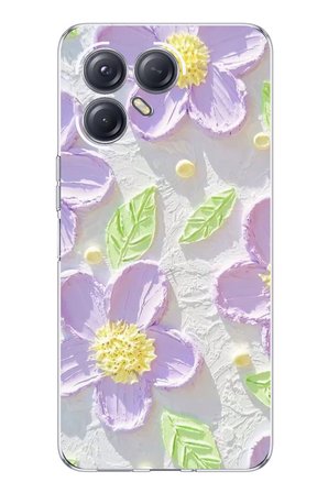 Tecno Pova 7 ULTRA 5G Uyumlu Mor Papatyalar Sulu Boya Baskılı Silikon Kılıf