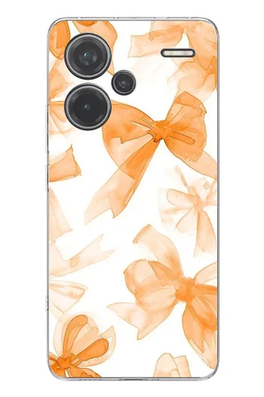 Redmi Note 13 PRO PLUS Uyumlu Şeftali Fiyonk Kurdele Baskılı Silikon Kılıf