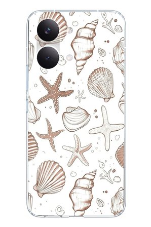 POCO X8 PRO MAX Uyumlu Kahverengi Deniz Yıldızı ve Kabuklu Baskılı Silikon Kılıf