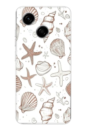 Tecno Spark GO 1 Uyumlu Kahverengi Deniz Yıldızı ve Kabuklu Baskılı Silikon Kılıf