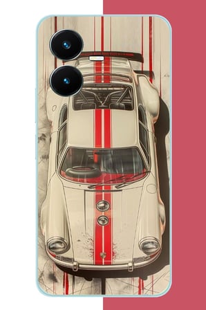 Vivo Y22 Uyumlu kırmızı çizgili porsche Baskılı Silikon Kılıf