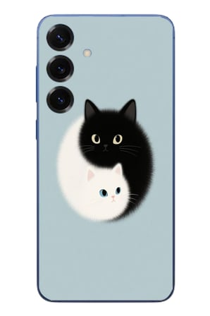 Samsung Galaxy S25 Plus Uyumlu Yin Yang Kediler Baskılı Silikon Kılıf