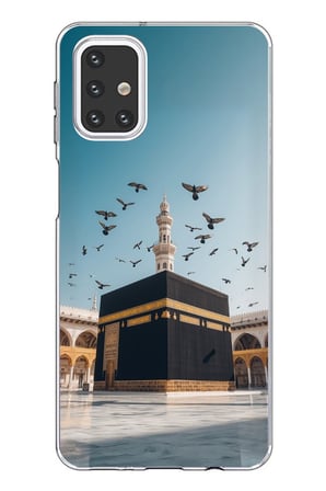Samsung Galaxy M31s Uyumlu Kabe Umre ve Kuşlar Baskılı Silikon Kılıf