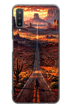Samsung Galaxy A7 2018 Uyumlu Kovboy Yolda Baskılı Silikon Kılıf