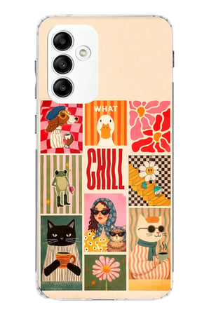 Samsung Galaxy A05s Uyumlu Cool Chill Krem Pop Art Kolaj Baskılı Silikon Kılıf