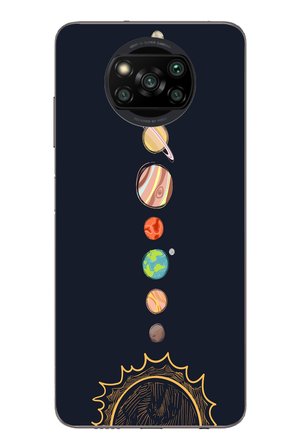 Poco X3 Uyumlu Gezegenler Baskılı Silikon Kılıf
