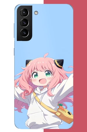 Samsung Galaxy S21 PLUS Uyumlu kawaii pembe saçlı kız Baskılı Silikon Kılıf