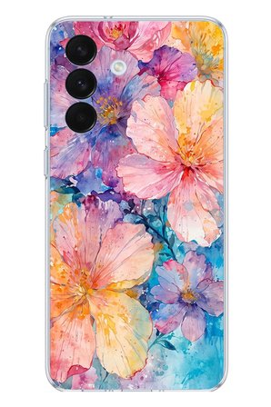 Samsung Galaxy S26+ PLUS Uyumlu Renkli Çiçekler Sulu Boya Baskılı Silikon Kılıf
