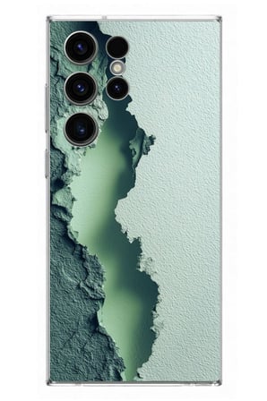 Samsung Galaxy S23 Ultra Uyumlu Koyu Yeşil İzler Baskılı Silikon Kılıf