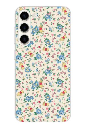 Samsung Galaxy S25 PLUS Uyumlu Ayı Winnie Pooh ve Çiçekler Baskılı Silikon Kılıf