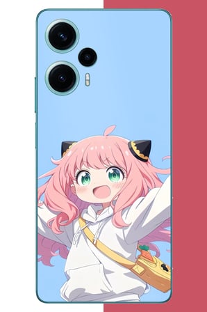 Poco F5 Uyumlu kawaii pembe saçlı kız Baskılı Silikon Kılıf