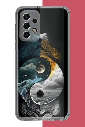 Samsung Galaxy A32 Uyumlu Yin Yang: Gece ve Gündüz Baskılı Silikon Kılıf