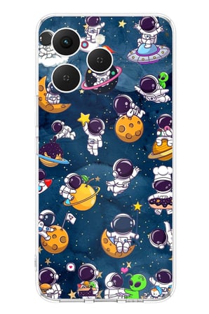 Tecno Spark 40 Uyumlu Minik Astronotlar Uzayda Baskılı Silikon Kılıf