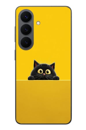 Samsung Galaxy S26 Uyumlu Sarı Gözlü Kedi Baskılı Silikon Kılıf