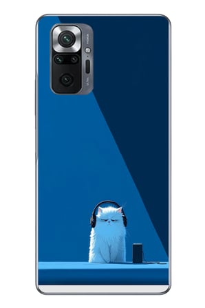 Redmi Note 10 Uyumlu Kulaklı Kedi Baskılı Silikon Kılıf
