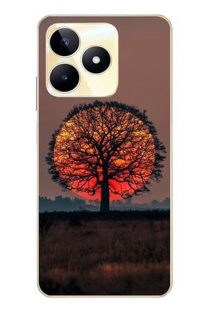Realme C53 Uyumlu Güneşe Denk Gelen Ağaç Baskılı Silikon Kılıf