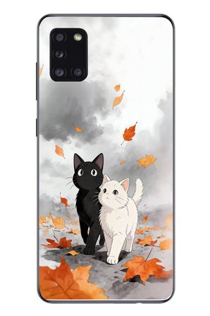 Samsung Galaxy A31 Uyumlu Sonbahar Kedileri Baskılı Silikon Kılıf