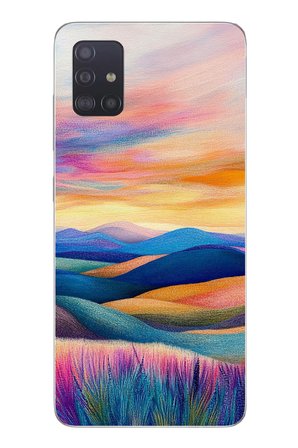 Samsung Galaxy A51 Uyumlu Renkli Pastel Günbatımı Baskılı Silikon Kılıf