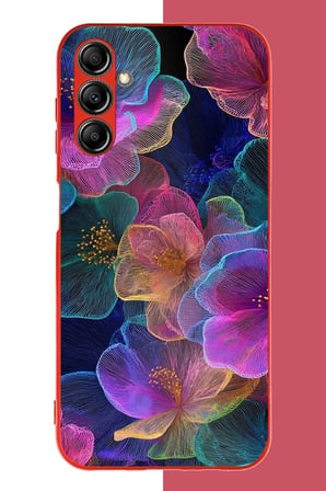 Samsung Galaxy A14 Uyumlu Neon Çiçekler Baskılı Silikon Kılıf