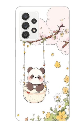 Samsung Galaxy A52 Uyumlu Sallanan Panda Baskılı Silikon Kılıf