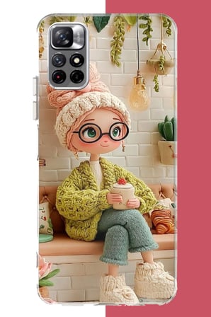 Redmi 10 Uyumlu cafede oturan kız Baskılı Silikon Kılıf