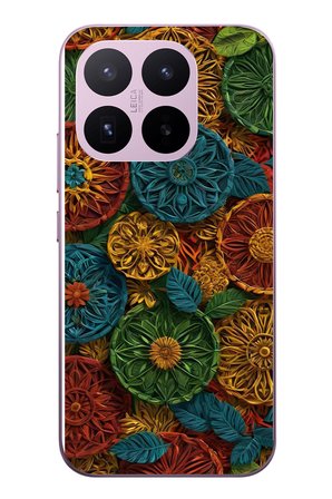 Xiaomi 17T
 Uyumlu Hasır Örgü Çiçekler Baskılı Silikon Kılıf