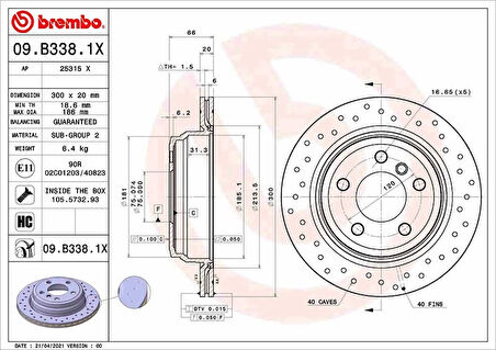 FREN DISKI ARKA BMW F30 F32 F34 F36 DELİKLİ 34216864900 (2 ADET)