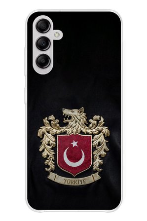Samsung Galaxy A14 Uyumlu Türk Sembolü Kurt ve Bayrak Desenli Baskılı Silikon Kılıf
