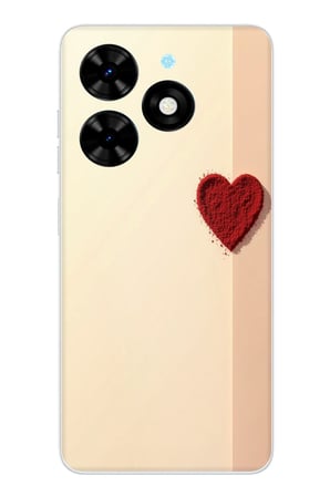Tecno Spark Go 2024 Uyumlu Krem Zeminli Kırmızı Kalp Baskılı Silikon Kılıf