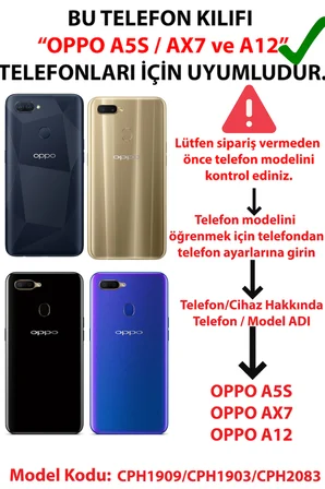 Oppo A5S-AX7-A12 Uyumlu Pembe Leopar Desenli ve Kurdele Baskılı Silikon Kılıf