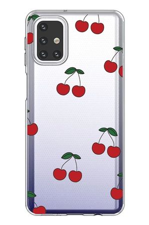 Samsung Galaxy M31s Uyumlu Kirazlar Tasarımlı Baskılı Silikon Kılıf