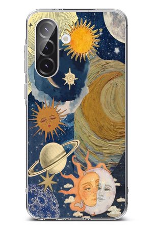 Samsung Galaxy A56 Uyumlu Güneş ve AY Evren Tasarımlı Baskılı Silikon Kılıf