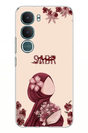 Vivo Y31 5G Uyumlu Bordür Çiçekli Sabır Yazılı Baskılı Silikon Kılıf