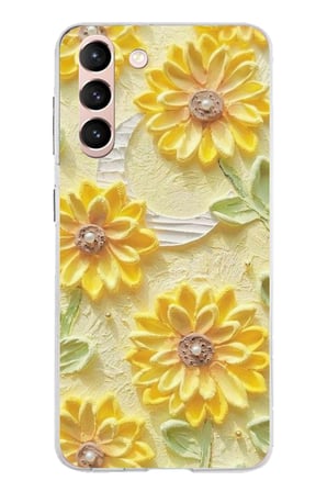 Samsung Galaxy S21 Uyumlu Rölyef Bahçesi Baskılı Silikon Kılıf