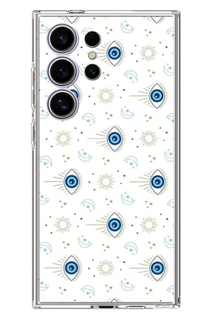 Samsung Galaxy S24 ULTRA Uyumlu Nazar Boncuğu Güneş ve Hilal Baskılı Silikon Kılıf